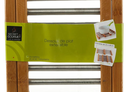 Posa platos extensible de bambú/Inox - 100181A
