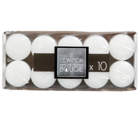 Juego de 10 velas VTV blancas - 103163
