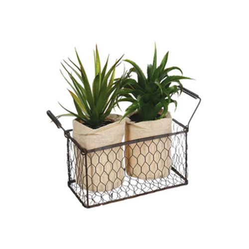 Set de dos plantas en yute y plantera de metal - 110374