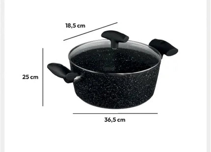 Cacerola con tapa D24cm en aluminio forjado aspecto piedra Línea "Nature" - 111008