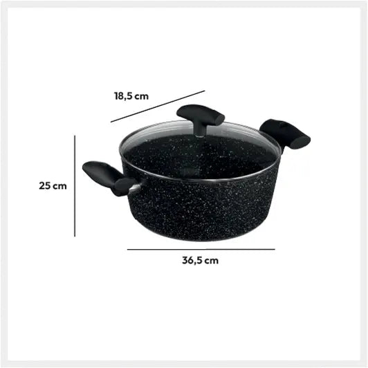 Cacerola con tapa D24cm en aluminio forjado aspecto piedra Línea "Nature" - 111008