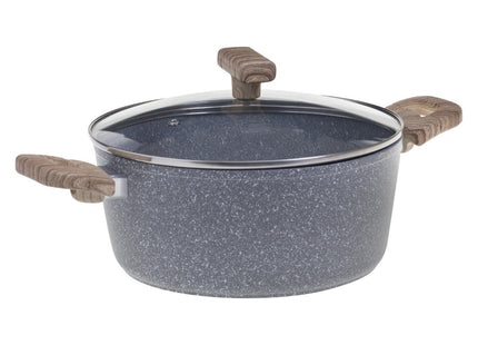 Cacerola con tapa D28 en aluminio forjado aspecto piedra "Naturel" - 111009A