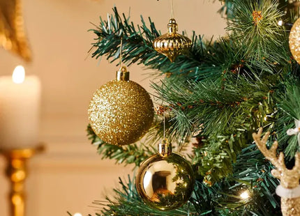 Kit navideño de 18 piezas surtidas Bolas y Escudo, dorada - 113044OR