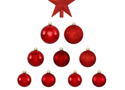 Kit navideño de 18 piezas surtidas Bolas Rojas y Escudo - 113044RD