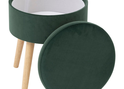 Taburete "Tess" en terciopelo D36cm cedro - 140331J