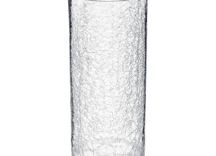 Jarrón cilíndrico de 30 cm de altura, de cristal craquelado - 114846