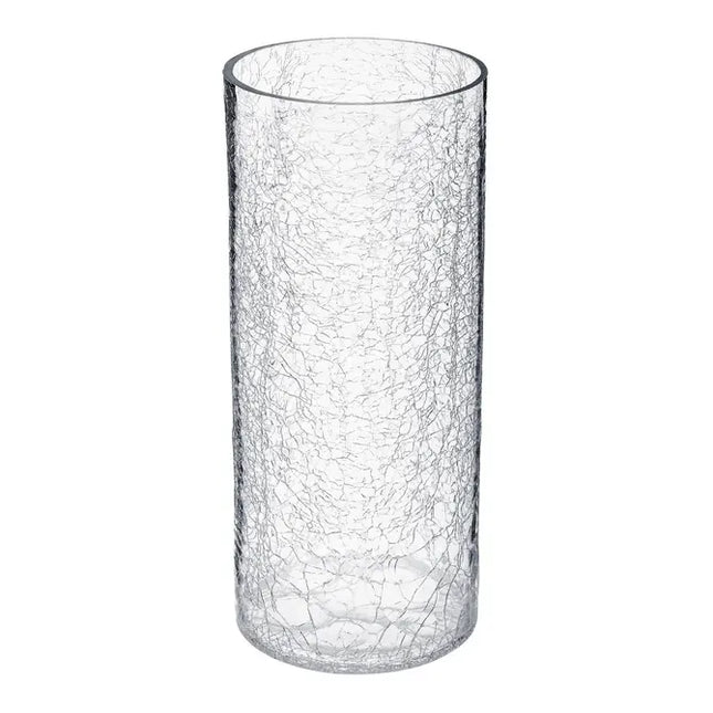Jarrón cilíndrico de 30 cm de altura, de cristal craquelado - 114846