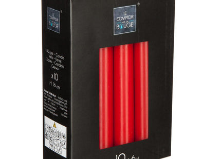 Juego de 10 palitos de vela 45gr rojo - 116369