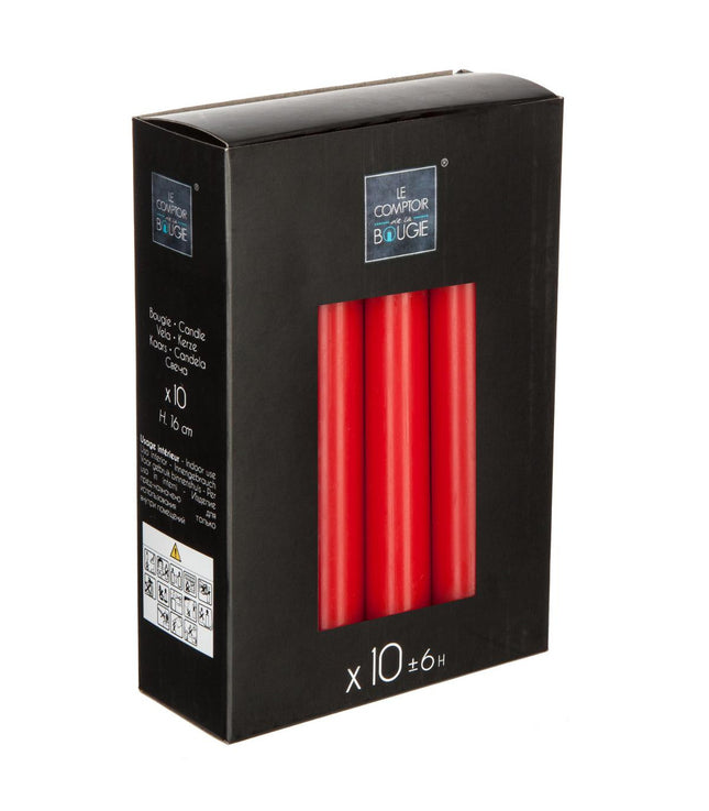 Juego de 10 palitos de vela 45gr rojo - 116369