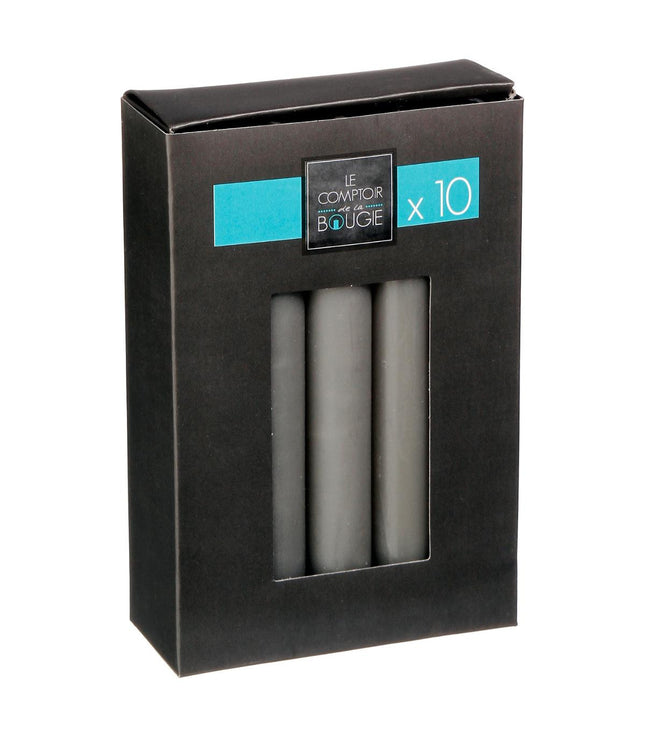 Juego de 10 palitos de vela 45gr gris - 116381