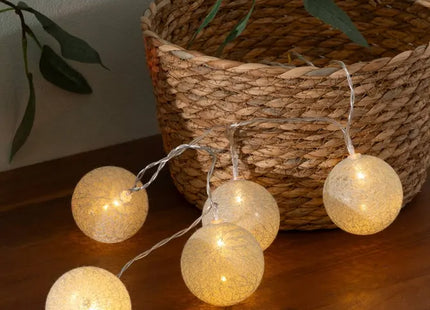 Guirnalda de luces LED de 10 bolas, a pilas, color verde celadón, 165 cm de largo - 116415R1