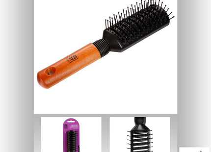 Cepillo para el cabello cabeza rectangular con mango de madera - 116975A