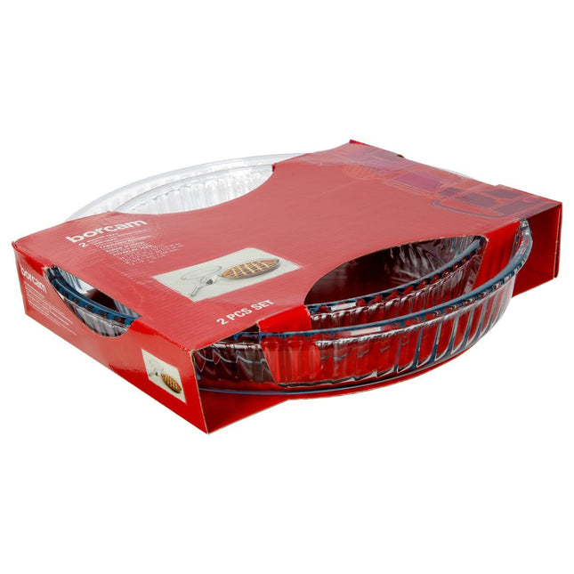 Set de 2 platos redondos para pasteles de vidrio D 32 cm y D 26 cm - 118530