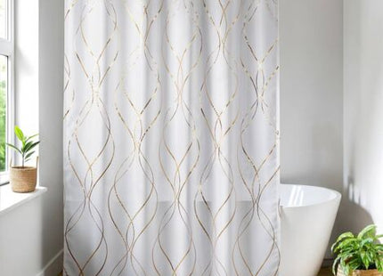 CORTINA DE DUCHA POLIESTER 180X200 CM CON 12 ANILLOS DE DUCHA  EPURE GOLD - 1205789