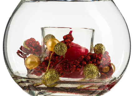 Vela central bola de cristal con decoración D12 x A10cm - 122229