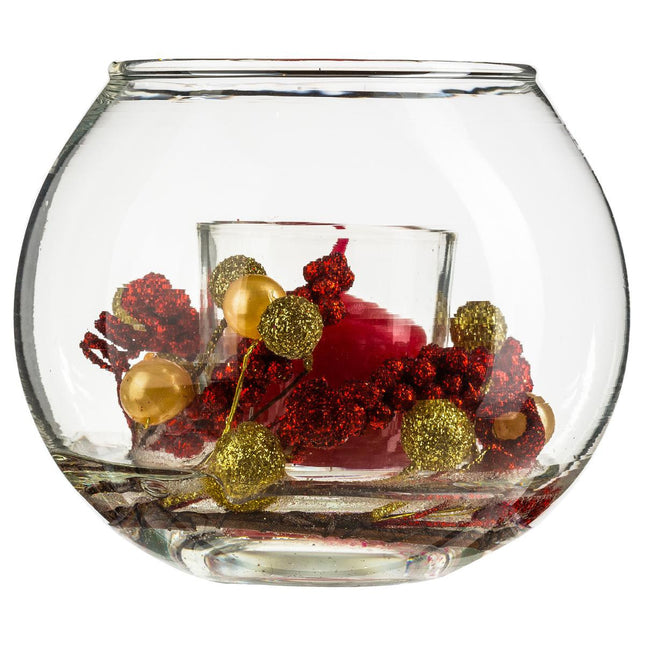 Vela central bola de cristal con decoración D12 x A10cm - 122229