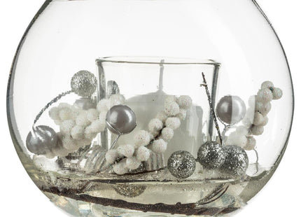 Vela central bola de cristal con decoración D12 x A10cm - 122229