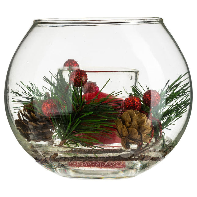 Vela central bola de cristal con decoración D12 x A10cm - 122229