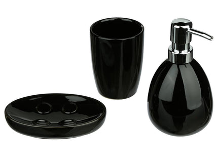 Set de 3 accesorios de baño en cerámica negro "Sun" - 123416