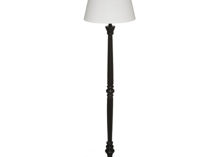 Velador de pie "Léo" madera negra y pantalla blanca H156 - 124255B