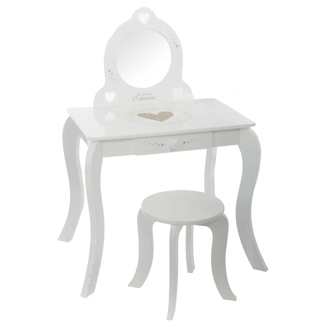 Tocador y taburete de fibras de madera para niña - 127183