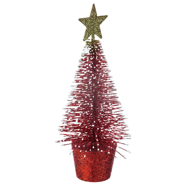 Árbol de mesa con purpurina roja A14cm - 127930A