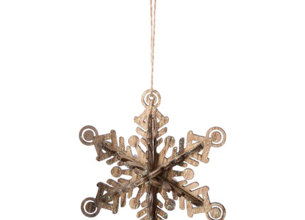 Deco navideña "Copo de nieve" de madera A13cm - 128327D