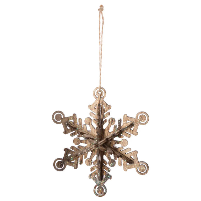 Deco navideña "Copo de nieve" de madera A13cm - 128327D