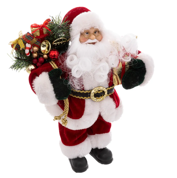 Papá Noel de terciopelo rojo 30cm - 128439F