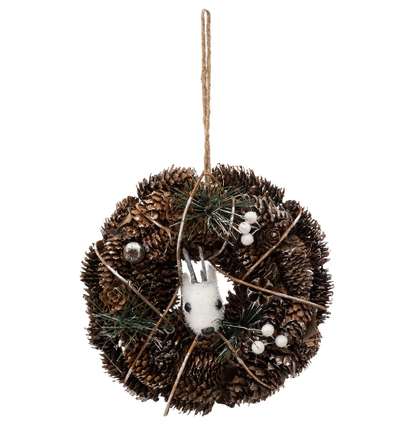 Corona navideña personaje de piñas "Iced brown" D19cm Pájaro -  128557D