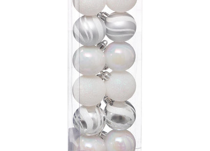 Juego de 12 bolas navideñas D4cm blanco iridiscente - 129153AB