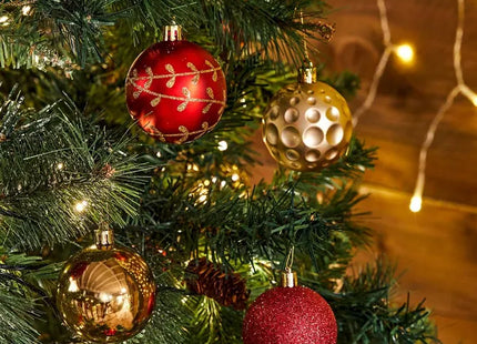 Juego de 12 bolas navideños de Nochebuena, 6 cm de diámetro - 129154A