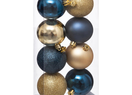 Juego de 8 bolas navideñas D7cm azul y dorado - 129170BO