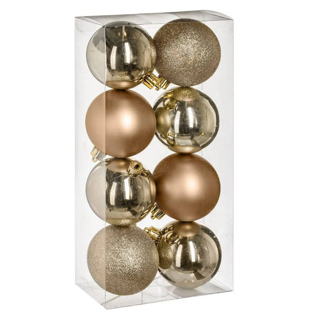 Juego de 8 bolas navideñas D.7cm doradas - 129170OR