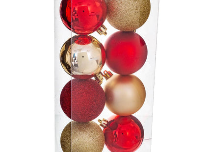 Juego de 8 bolas navideñas D7cm rojo y dorado - 129170RO