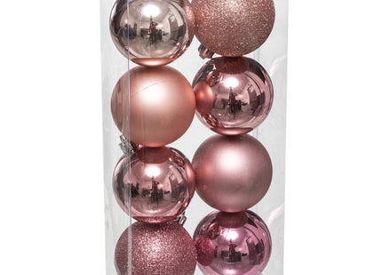Juego de 8 bolas navideñas D7cm rosa - 129170SD