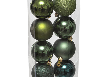 Juego de 8 bolas navideñas D7cm Caqui y Oliva - 129170VD