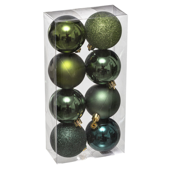 Juego de 8 bolas navideñas D7cm Caqui y Oliva - 129170VD