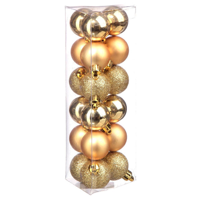 Juego de 18 bolas navideñas D3cm dorado - 129219OR