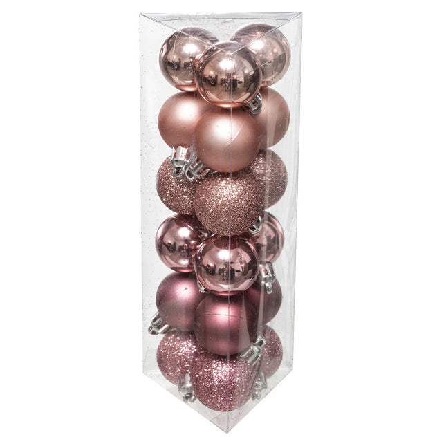 Juego de 18 bolas navideñas D3cm rosa - 129219SD