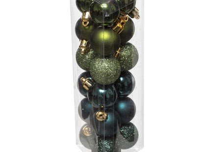 Juego de 18 bolas navideñas D3cm Verde oliva y caqui - 129219VD
