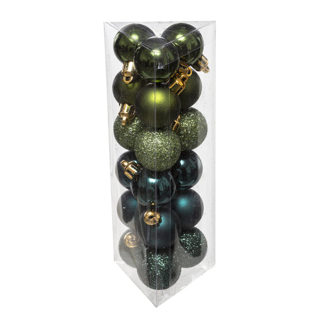 Juego de 18 bolas navideñas D3cm Verde oliva y caqui - 129219VD