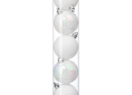 Juego de 5 bolas navideñas D5cm blanco - 129221BL