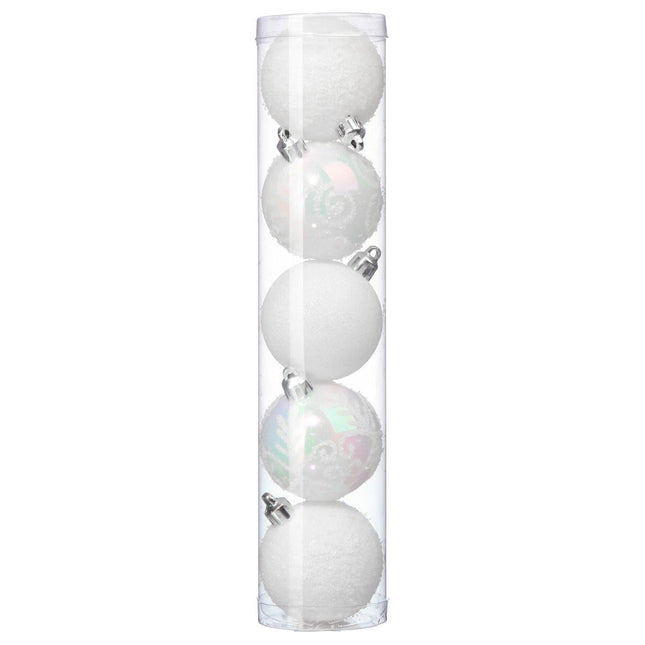 Juego de 5 bolas navideñas D5cm blanco - 129221BL