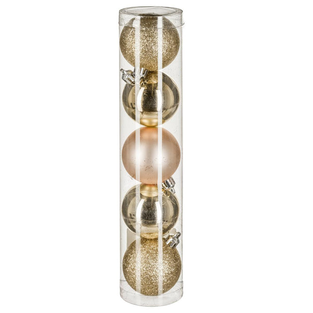 Juego de 5 bolas navideñas D5cm dorado - 129221OR