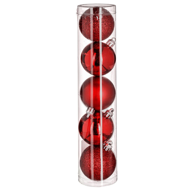 Juego de 5 bolas navideñas D5cm rojo - 129221RG