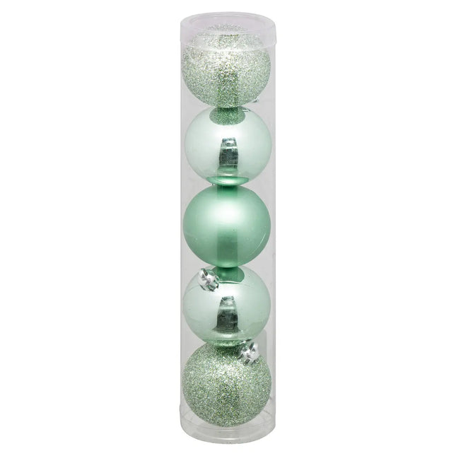 Juego de 5 bolas navideñas D5cm Verde almendra - 129221VN