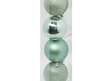 Juego de 4 bolas navideñas GM D8cm verde almendra  - 129243VN