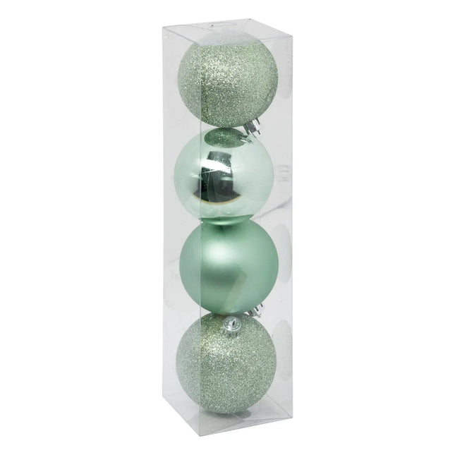 Juego de 4 bolas navideñas GM D8cm verde almendra  - 129243VN