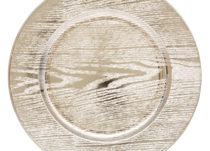 Plato de presentación redondo efecto madera D33cm dorado - 129812OR
